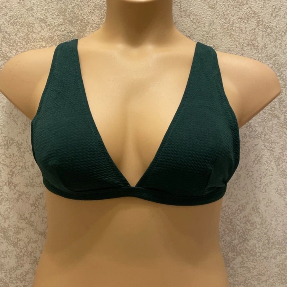 Zaful Deep Green Textured Bikini Top
